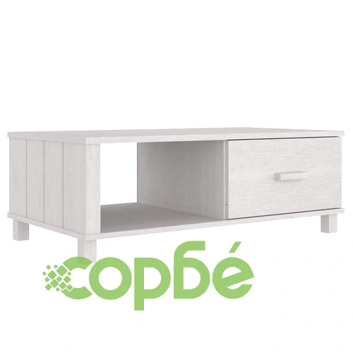 Кафе маса HAMAR бяла 100x55x35 см борово дърво масив ➤ топ цена ➤ sorbe.bg