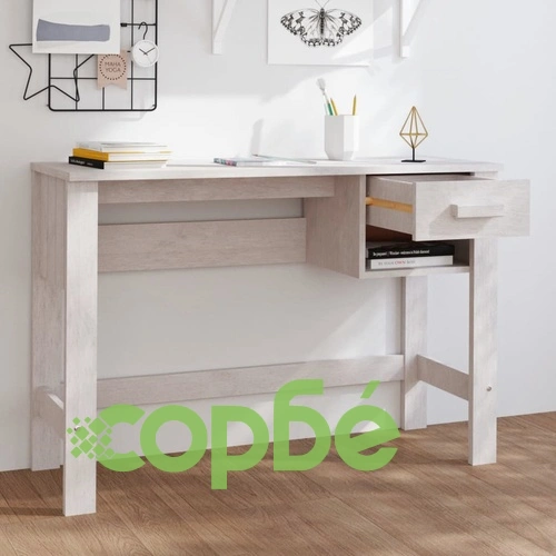 Бюро HAMAR, бяло, 110x40x75 см, борово дърво масив ➤ топ цена ➤ sorbe.bg