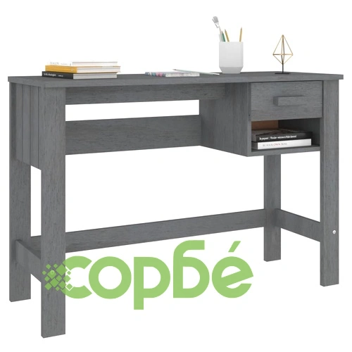 Бюро, тъмносиво, 110x40x75 см, борово дърво масив ➤ топ цена ➤ sorbe.bg