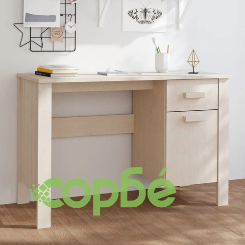 Бюро HAMAR, меденокафяво, 113x50x75 см, борово дърво масив ➤ топ цена ➤ sorbe.bg