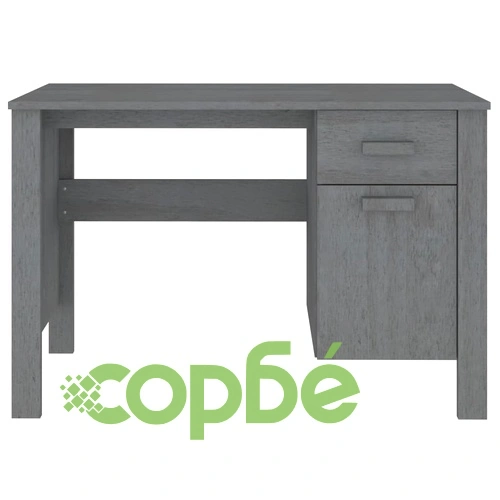 Бюро, тъмносиво, 113x50x75 см, борово дърво масив ➤ топ цена ➤ sorbe.bg