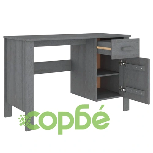 Бюро, тъмносиво, 113x50x75 см, борово дърво масив ➤ топ цена ➤ sorbe.bg