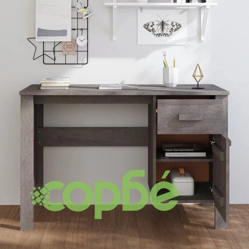 Бюро HAMAR, светлосиво, 113x50x75 см, борово дърво масив ➤ топ цена ➤ sorbe.bg