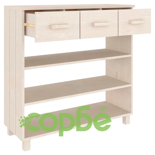 Конзолна маса HAMAR меденокафява 90x35x90 см борово дърво масив ➤ топ цена ➤ sorbe.bg