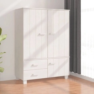 Гардероб HAMAR, бял, 99x45x137 см, борово дърво масив