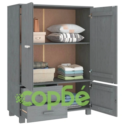 Гардероб HAMAR, тъмносив, 99x45x137 см, борово дърво масив ➤ топ цена ➤ sorbe.bg