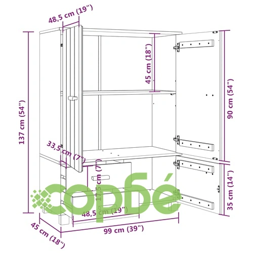 Гардероб HAMAR, тъмносив, 99x45x137 см, борово дърво масив ➤ топ цена ➤ sorbe.bg