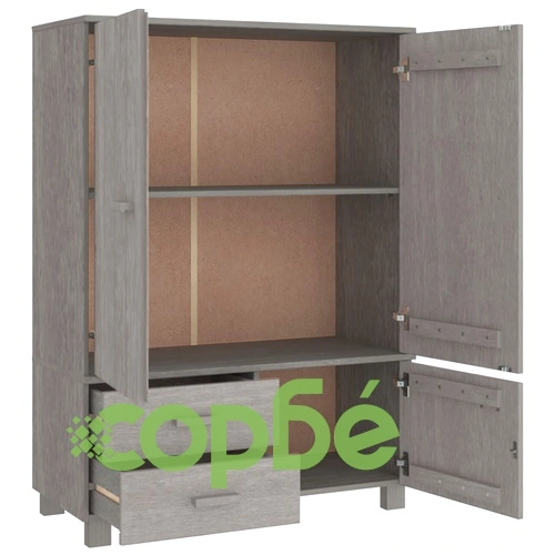 Гардероб HAMAR, светлосив, 99x45x137 см, борово дърво масив ➤ топ цена ➤ sorbe.bg