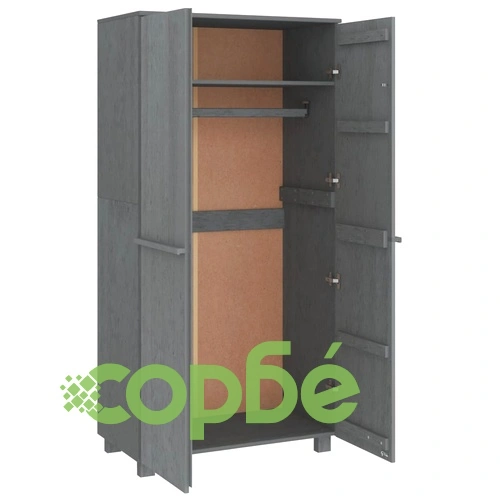 Гардероб HAMAR, тъмносив, 89x50x180 см, борово дърво масив ➤ топ цена ➤ sorbe.bg