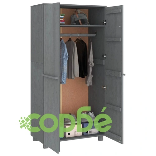 Гардероб HAMAR, тъмносив, 89x50x180 см, борово дърво масив ➤ топ цена ➤ sorbe.bg