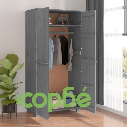 Гардероб HAMAR, тъмносив, 89x50x180 см, борово дърво масив ➤ топ цена ➤ sorbe.bg