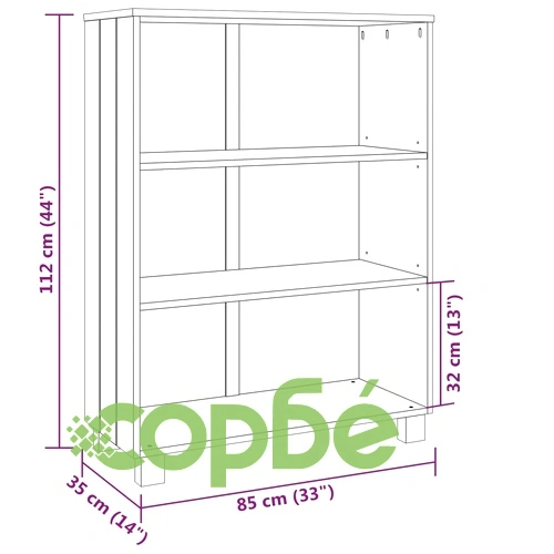 Шкаф за книги HAMAR, бял, 85x35x112 см, борово дърво масив ➤ топ цена ➤ sorbe.bg