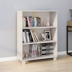 Шкаф за книги HAMAR, бял, 85x35x112 см, борово дърво масив
