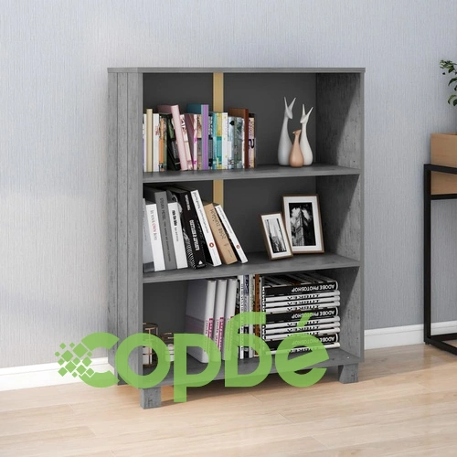 Шкаф за книги HAMAR, тъмносив, 85x35x112 см, борово дърво масив ➤ топ цена ➤ sorbe.bg