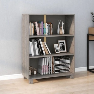 Шкаф за книги HAMAR светлосив 85x35x112 см борово дърво масив