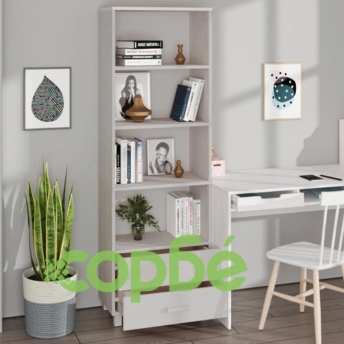 Висок шкаф HAMAR, бял, 60x35x180 см, борово дърво масив ➤ топ цена ➤ sorbe.bg