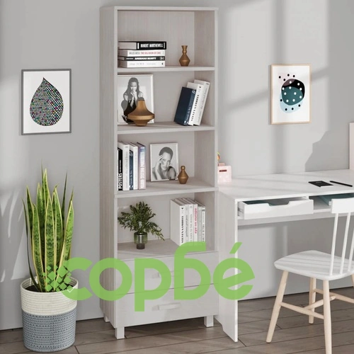 Висок шкаф HAMAR, бял, 60x35x180 см, борово дърво масив ➤ топ цена ➤ sorbe.bg