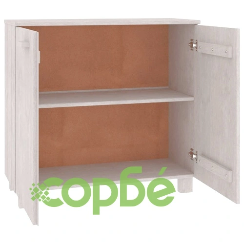 Сайдборд HAMAR, бял, 85x35x80 см, борово дърво масив ➤ топ цена ➤ sorbe.bg