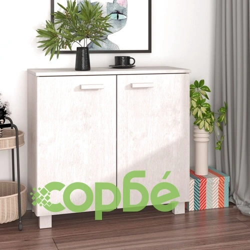 Сайдборд HAMAR, бял, 85x35x80 см, борово дърво масив ➤ топ цена ➤ sorbe.bg