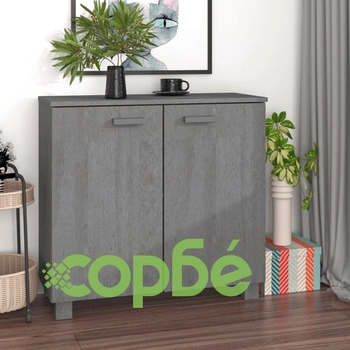Сайдборд HAMAR, тъмносив, 85x35x80 см, борово дърво масив ➤ топ цена ➤ sorbe.bg