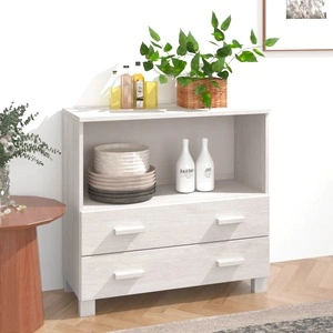 Сайдборд HAMAR, бял, 85x35x80 см, борово дърво масив