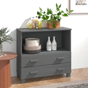 Сайдборд HAMAR, тъмносив, 85x35x80 см, борово дърво масив