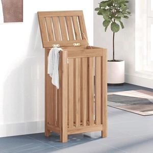 Кош за пране, 35x25x60 см, тиково дърво масив