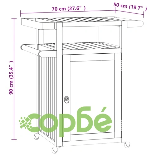 Бар количка 70x50x90 см тиково дърво масив ➤ топ цена ➤ sorbe.bg