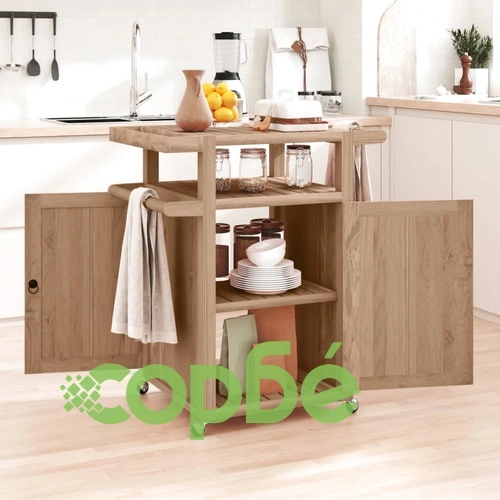 Бар количка 70x50x90 см тиково дърво масив ➤ топ цена ➤ sorbe.bg