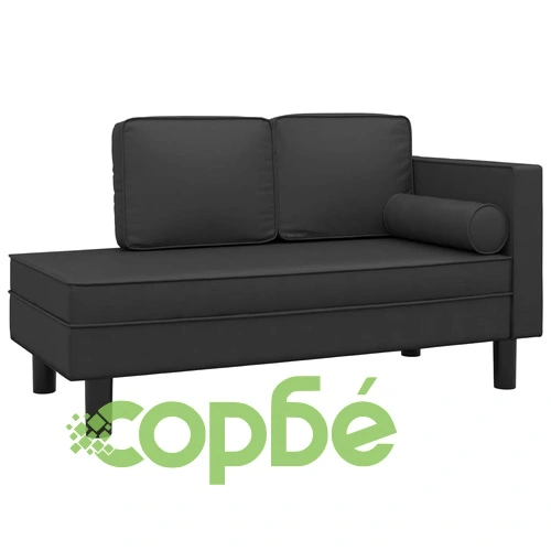 Кушетка с възглавници и болстер черна изкуствена кожа ➤ топ цена ➤ sorbe.bg