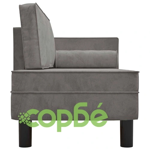Кушетка с възглавници и болстер светлосива кадифе ➤ топ цена ➤ sorbe.bg