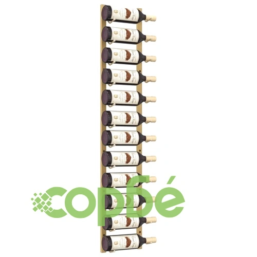 Стойка за вино за 12 бутилки, стенен монтаж, златиста, желязо ➤ топ цена ➤ sorbe.bg