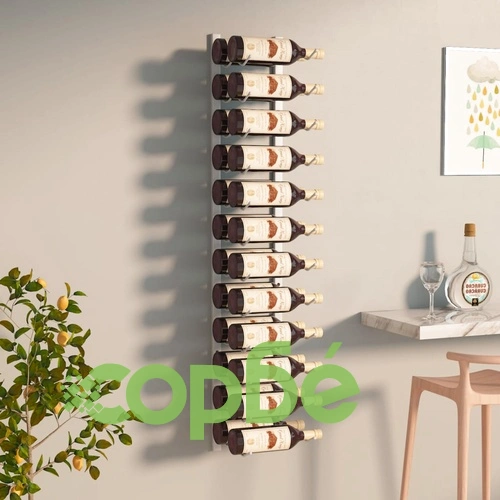 Стойка за вино за 24 бутилки, стенен монтаж, бяла, желязо ➤ топ цена ➤ sorbe.bg