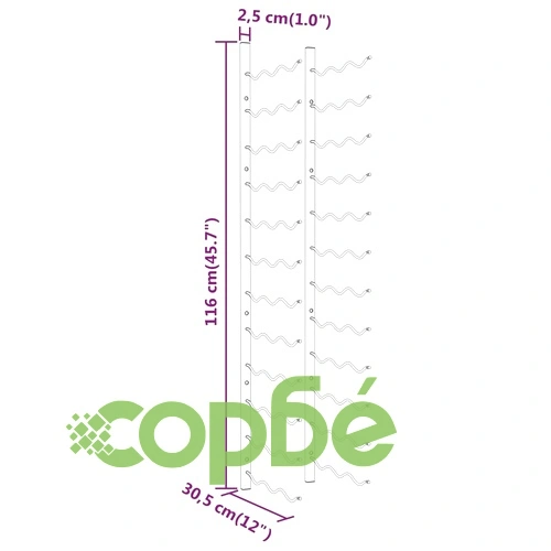 Стойка за вино за 36 бутилки, стенен монтаж, златиста, желязо ➤ топ цена ➤ sorbe.bg