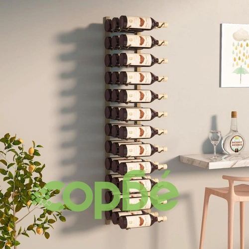 Стойка за вино за 36 бутилки, стенен монтаж, златиста, желязо ➤ топ цена ➤ sorbe.bg