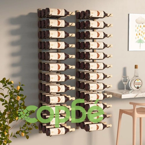 Стойки за вино за 36 бутилки стенен монтаж 2 бр златисти желязо ➤ топ цена ➤ sorbe.bg