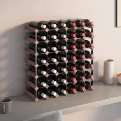 Стойка за вино за 42 бутилки, кафява, бор масив
