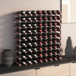 Стойка за вино за 72 бутилки, кафява, бор масив