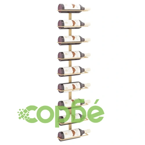 Стойка за вино за 9 бутилки, стенен монтаж, златиста, желязо ➤ топ цена ➤ sorbe.bg