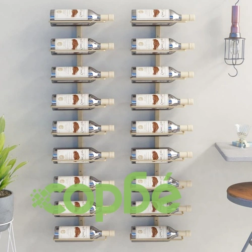 Стойки за вино за 9 бутилки стенен монтаж 2 бр златисти желязо ➤ топ цена ➤ sorbe.bg