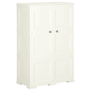 Пластмасов шкаф, 79x43x125 см, дървен дизайн, ванилов лед