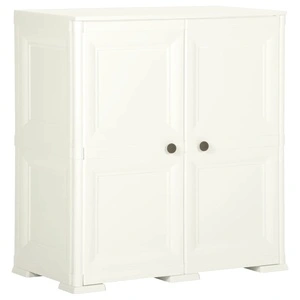 Пластмасов шкаф, 79x43x85,5 см, дървен дизайн, ванилов лед