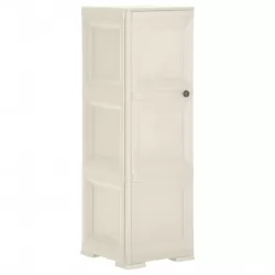 Пластмасов шкаф, 40x43x125 см, дървен дизайн, ванилов лед