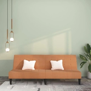 2-местно разтегателно канапе, таупе, микрофибърен текстил