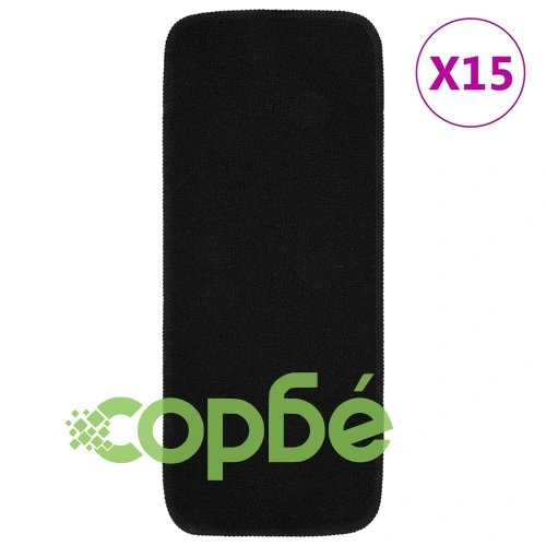 Противоплъзгащи стелки за стълби, 15 бр, 60x25 см, черни ➤ топ цена ➤ sorbe.bg