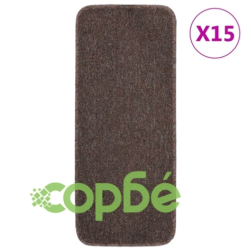 Противоплъзгащи стелки за стълби, 15 бр, 60x25 см, кафяви ➤ топ цена ➤ sorbe.bg