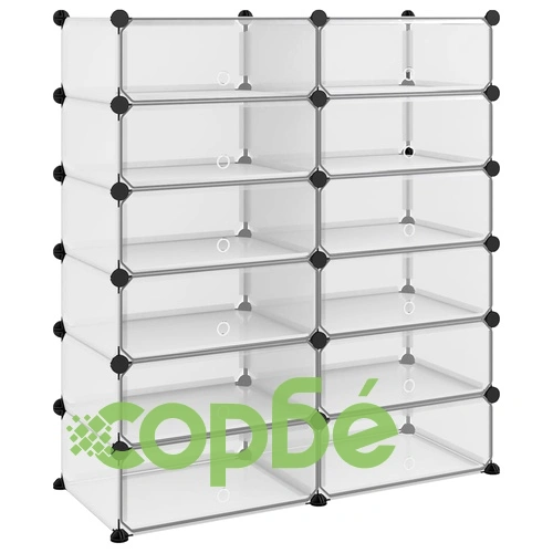 Етажерка за обувки, прозрачна, 94,5x36,5x106 см, PP ➤ топ цена ➤ sorbe.bg