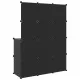 Детски кубичен шкаф за съхранение с 10 куба, черен, PP