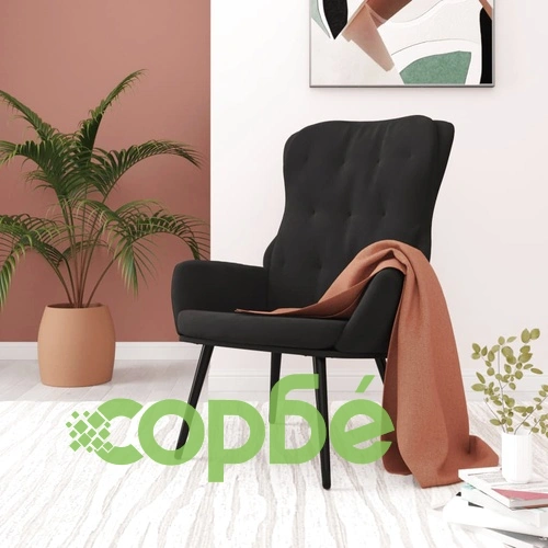 Релакс стол, черен, кадифе ➤ топ цена ➤ sorbe.bg