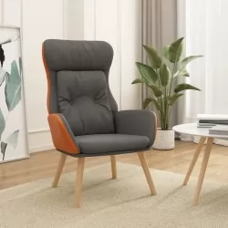 Релакс стол, тъмносив, текстил и PVC